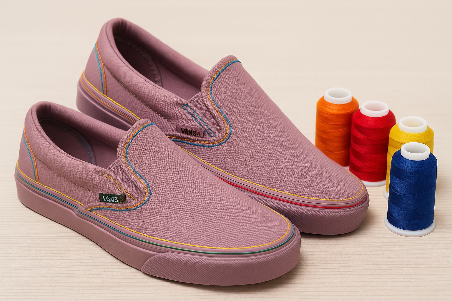 Athletic shoe stitching with thread cone