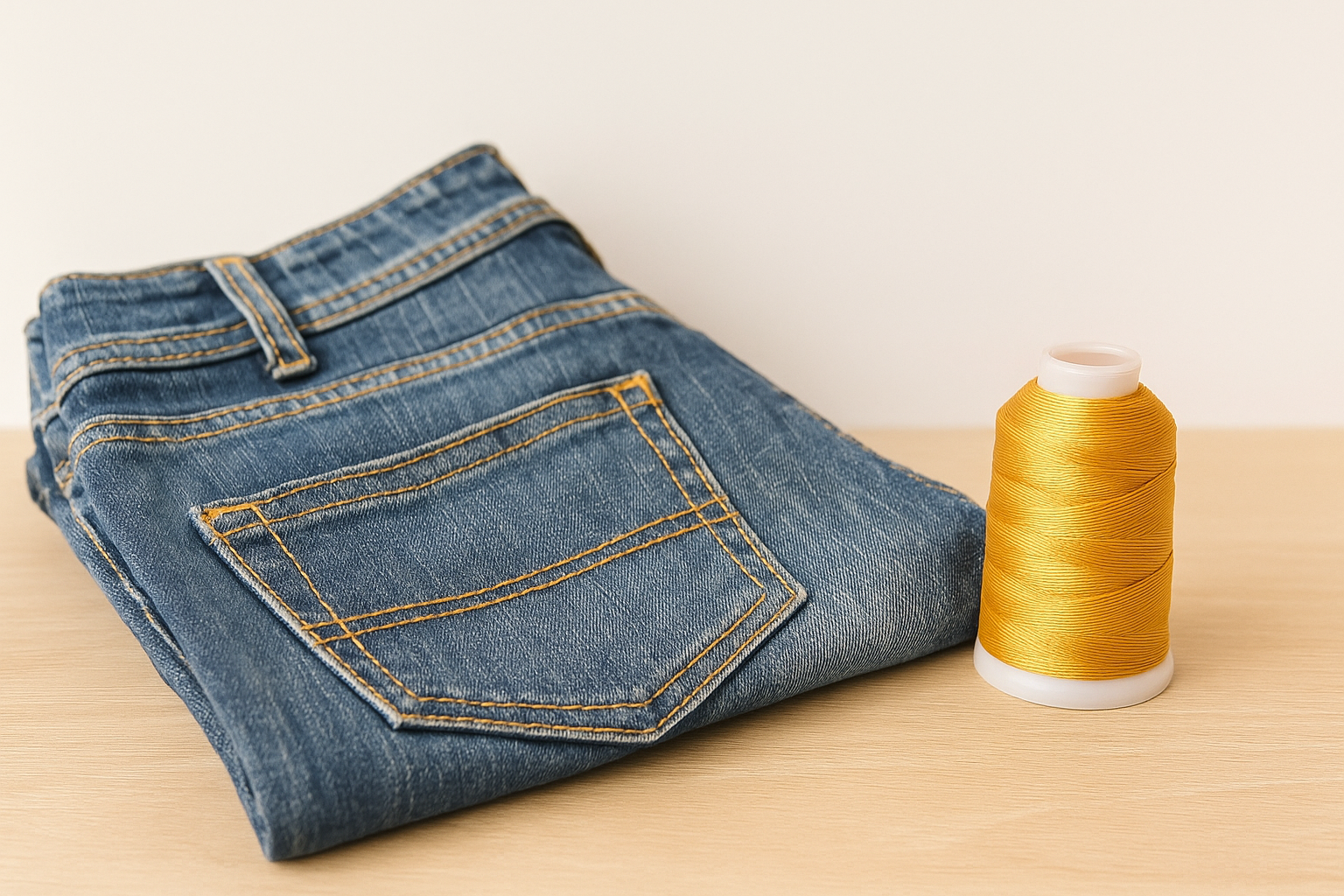 Jeans stitching with thread cone