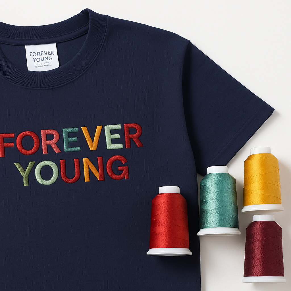 T-shirt stitching with thread cone