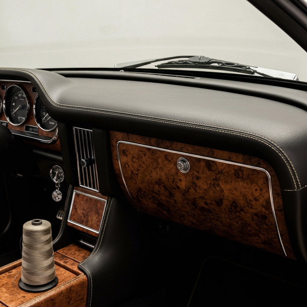 Dashboard stitching with thread cone