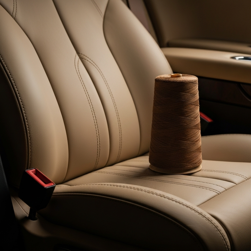 Car seat stitching with thread cone